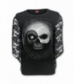 YIN YANG SKULLS - Rose Lace Sleeve Top