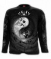 YIN YANG SKULLS - Camiseta negra de manga larga