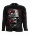 SKULLS N 'ROSES - Camiseta negra de manga larga