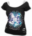 HOGWARTS CREST - 2en1 White Ripped Top Noir (Nature)