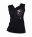 POCKET KITTEN - Gathered Shoulder Slant Vest Black (Plain)