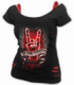 LIVE LOUD - 2in1 Red Ripped Top Black (Plain)