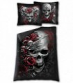 SKULLS N' ROSES - Housse de couette simple + Taie d'oreiller UK et EU