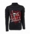 LOVE SKULLS - Top de manga larga con aberturas en cascada