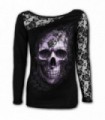 LACE SKULL - Lace One Shoulder Top Black (Plain)