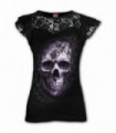 LACE SKULL - Lace Layered Cap Sleeve Top Black (Plain)