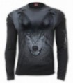 SHADOW WOLF - Camiseta gótica de manga larga con estampado de lobo