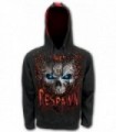 RESPAWN - Sweat-shirt à capuche rouge déchiré noir