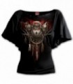 CRY OF THE WOLF - Boat Neck Bat Sleeve Top Black