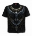 RAVEN SKULL - Camiseta negra gótica para hombre