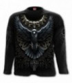 RAVEN SKULL - Camiseta gótica negra de manga larga