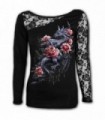 DRAGON ET ROSES - Top de encaje negro con un solo hombro