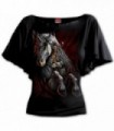 INFERNAL UNICORN - Boat Neck Bat Sleeve Top Black (Plain)