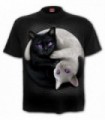 YIN YANG CATS - Front Print T-Shirt Black
