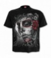 SKULL ROSES - Camiseta con estampado frontal negro