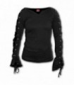 GOTHIC ELEGANCE - Laceup Sleeve Top Black