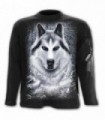 WHITE WOLF - Longsleeve T-Shirt Black with wolf design