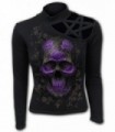 ORNATE SKULL - Long sleeve top with Pentagram on one shoulder