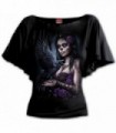 DOTD RAVEN - Cuello de barco Manga de murciélago Top Negro