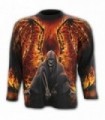 FLAMING DEATH - Camiseta negra de manga larga