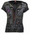 GOTH METAL - Allover Cap Sleeve Top Black