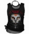 CATRINA - 2in1 Neck Tie Mesh Top Black