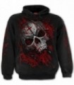 PURE BLOOD - Sweatshirt à capuche gothique noir crâne en sang