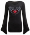 BAT'S HEART - Top gótico con cuello en V y mangas negras