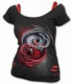 YIN YANG DRAGONS - 2in1 Red Ripped Top Black