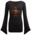 DRIPPING GOLD - Gothic V-Neck Top with Sleeves Black