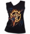 HOT METAL - Gathered Shoulder Slant Vest Black