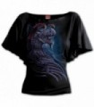 DRAGON BORNE - Boat neck top with black batwing sleeves