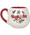 Mug arrondi blanc 500 ml - MY BLOOD TYPE IS COFFEE