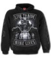 Hooded sweatshirt Cat on a motorcycle - NINE LIVES
