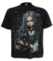 Camiseta gótica negra con bruja y gato negro - GOTH FAMILIAR