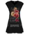 Mini robe avec ceinture cloutée motif Dragon Rouge - SHENLONG