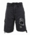 SHADOW SKULL (GREY) - Vintage Cargo Shorts Black (Plain)