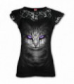 CAT'S TEARS - Top de encaje negro con mangas a capas