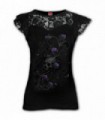 ENTWINED SKULL - Top de encaje negro con mangas a capas