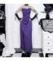 Robe de nuit à lacets, fendue, Grunge, pour femmes