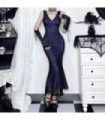 Robe moulante plongeante pour femme, avec flocage papillon, pour la soirée