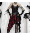 Femmes Grunge Lace Splice Plaid Music Festival Slip Dress