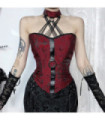 Women's Gothic Lace-up Halterneck Jacquard Buister