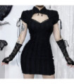 Robe de soirée gothique à découpes et cordon de serrage pour femmes