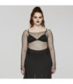 Top de rejilla ajustado Punk Tallas Grandes Mujer