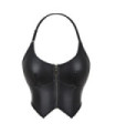 Bustier en simili-cuir à fermeture éclair pour femmes Punk