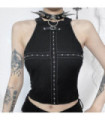 Top corto con hebilla punk para mujer