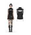 Gilet déchiré à col montant punk pour femmes