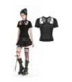 Women's Punk Cutout Mesh Splice Crop Top