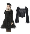 Women's Vintage Gothic Square Collar Puff Sleeved Velet Tops